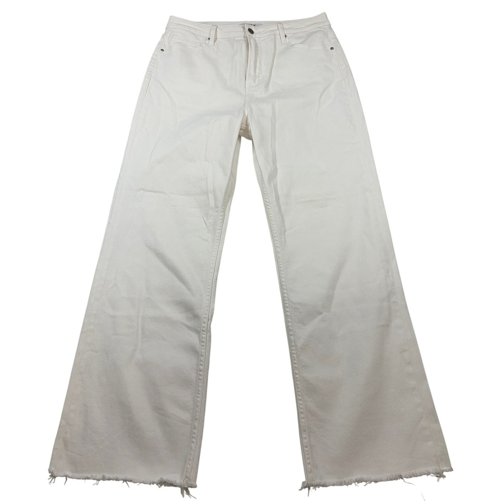Grey Bandit Risen White Wide Leg Raw Hem Jeans RDP1033 Size 32